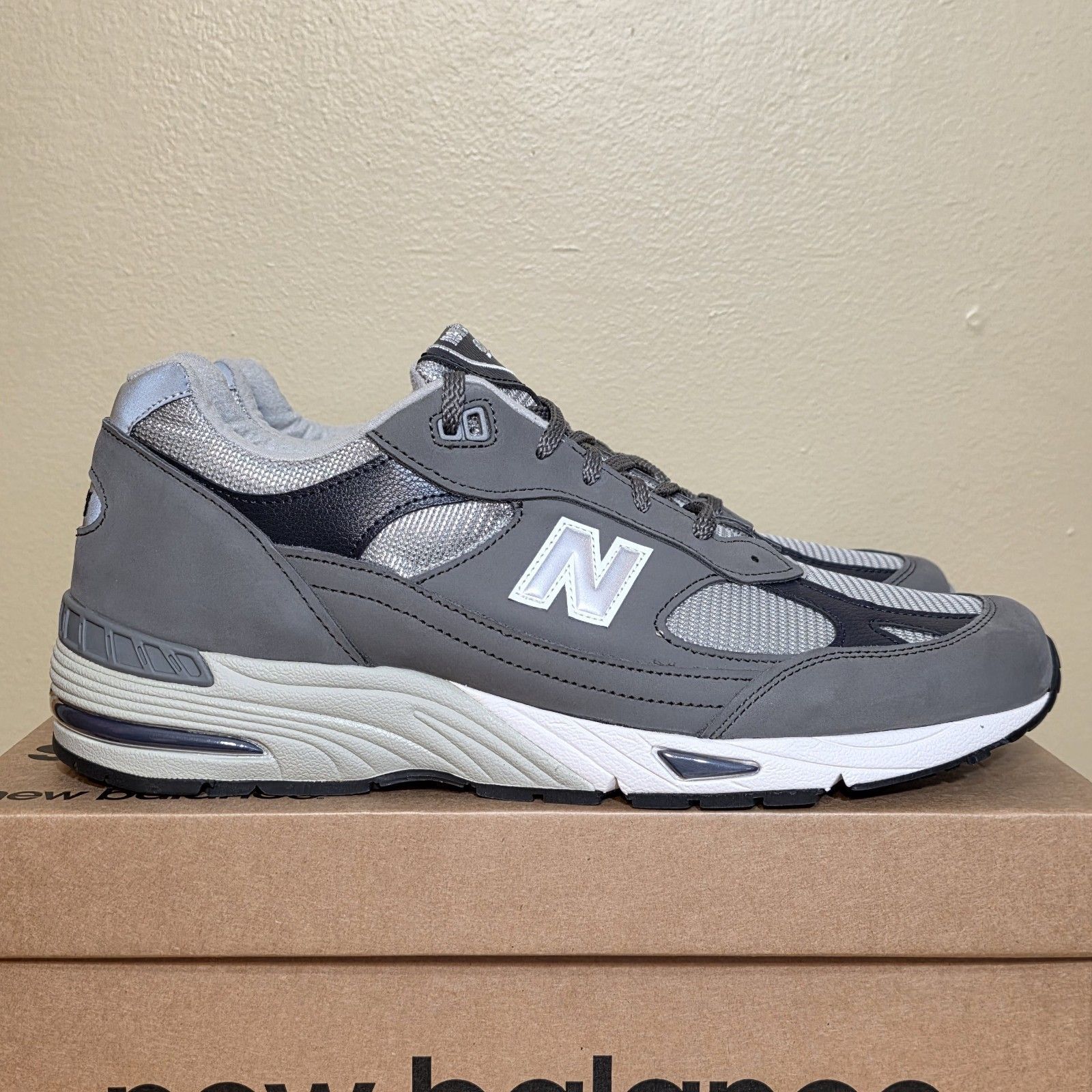 New Balance 991 Made In Uk Castlerock Grey Navy M991gns Men's Size 13 Miuk